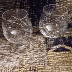 4/$80 Pinwheel Crystal Brandy Snifters Glassware - Set of 2